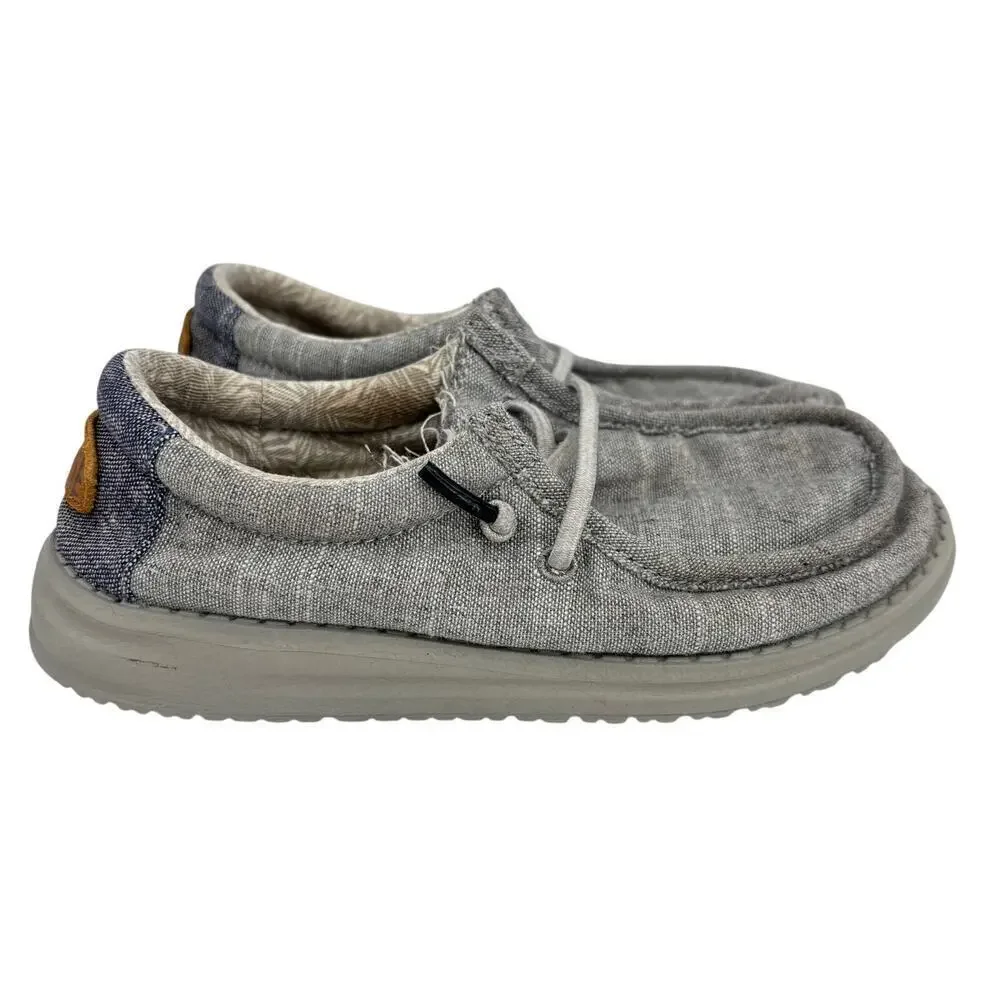 Hey Dude Wally Loafer Shoe Youth Size 12 Steel Gray Blue Slip On‎